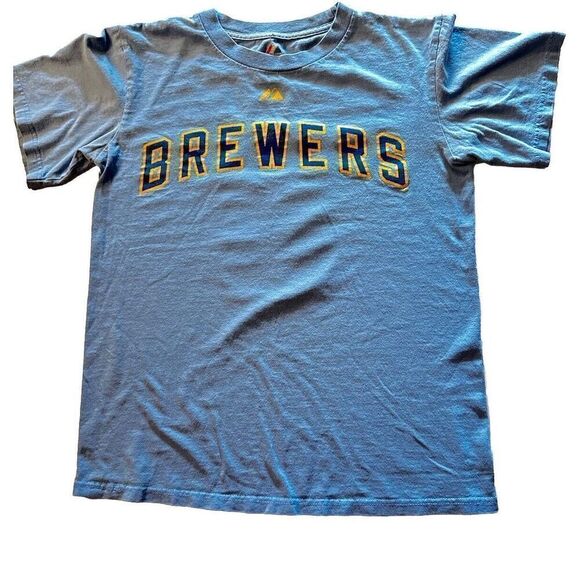 Lot Of 2-MLB Brewers Braun 8 Majestic Blue Yellow Size Small Men? Boys? See Desc - Picture 3 of 15